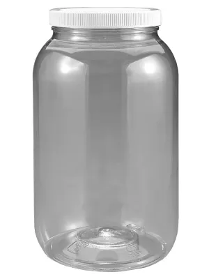 1 gallon plastic jar, wide mouth, clear, with lined fresh seal lid, shatter-proof container storage pet 4 quarts 128 ounce