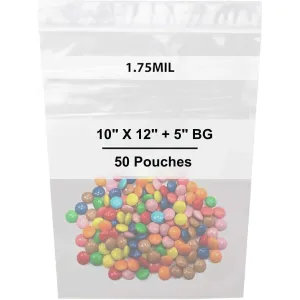 10X12   5 inch Gallon Zipper Standup Pouches w/ White Strips 1.75 Mil LDPE
