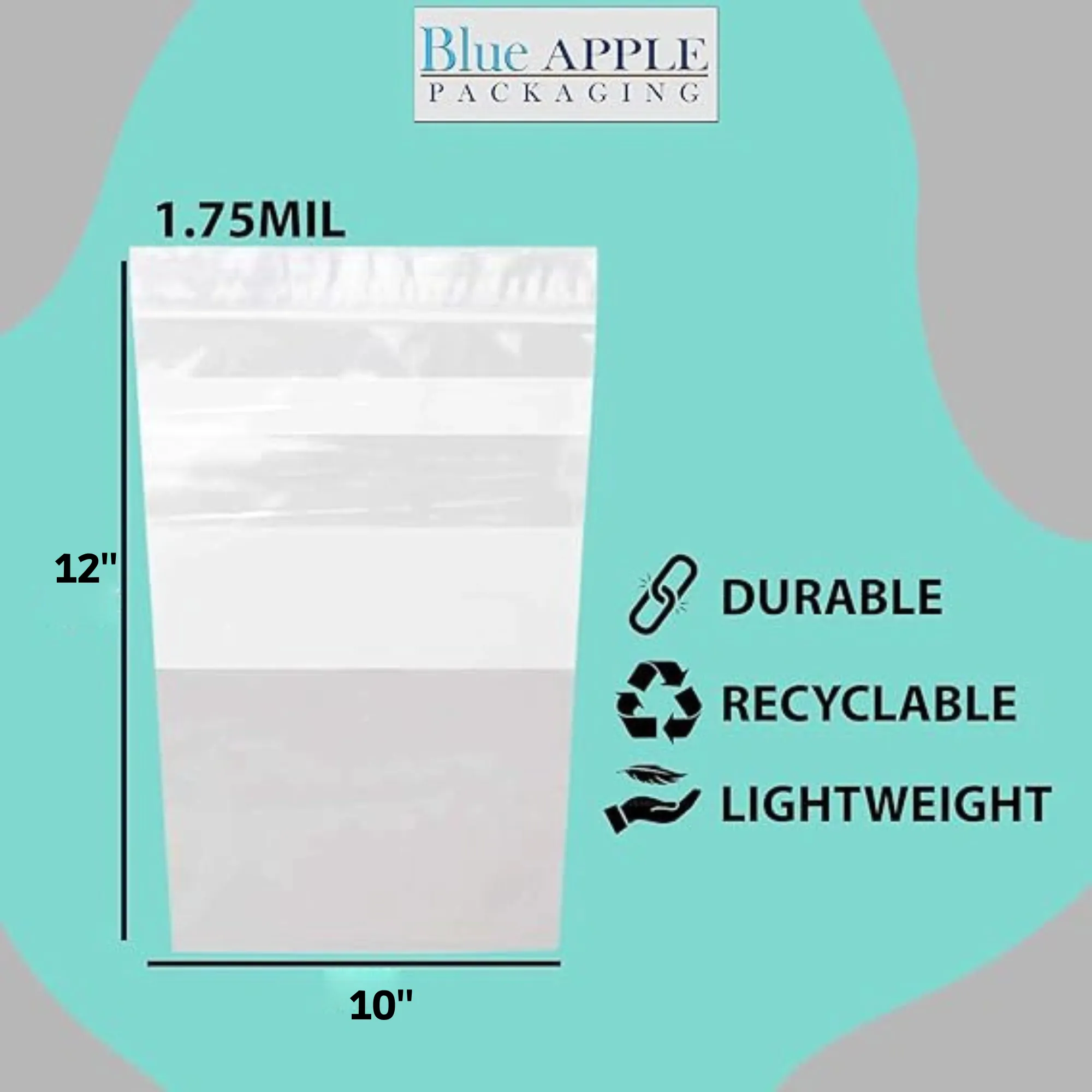 10X12   5 inch Gallon Zipper Standup Pouches w/ White Strips 1.75 Mil LDPE