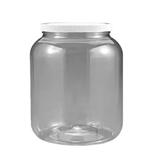 1/2 Gallon 2 Quart Plastic Wide Mouth Jar with Pressurized Seal White screw on cap lid and Container Shatter-Proof BEST American High Quality BPA Free crystal clear PET