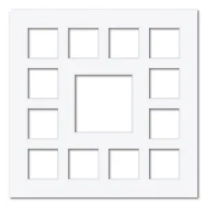 13 Window (2.5x2.5 & 4x4in) Square Collage Photo Mat Board