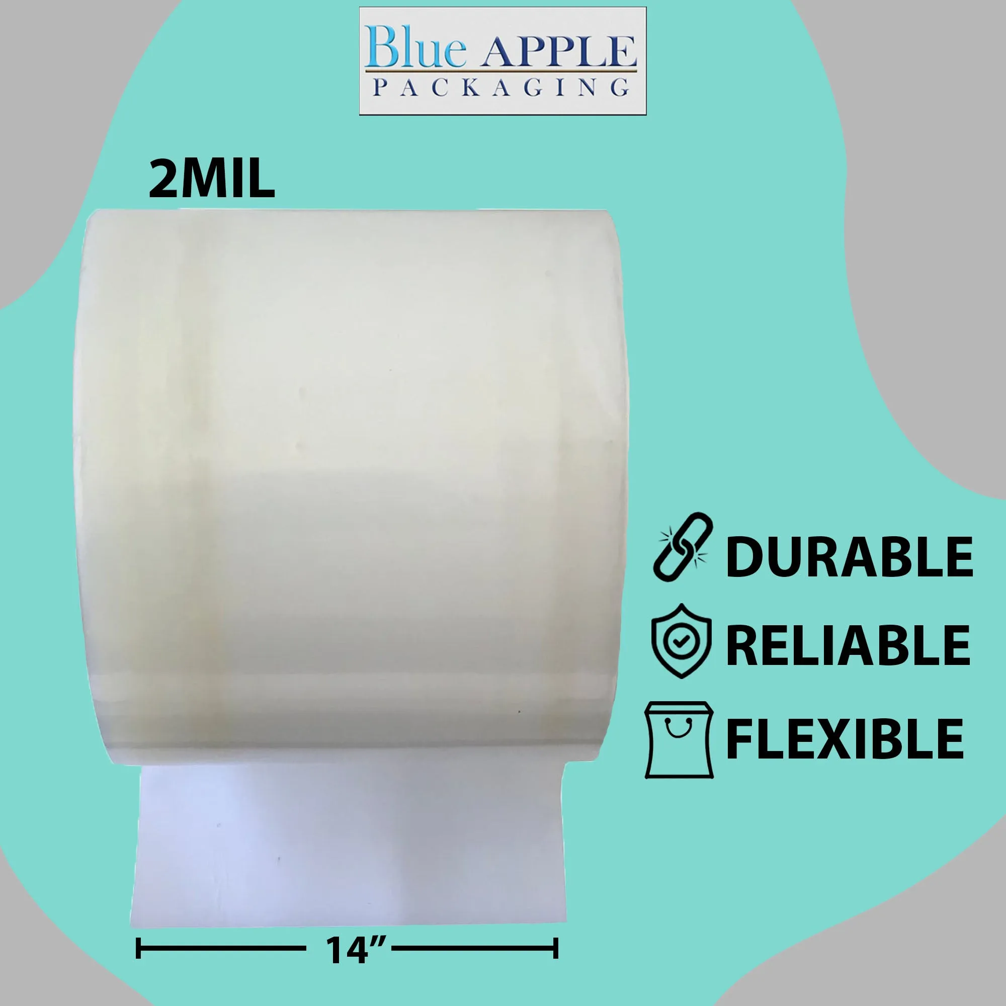 14 inch x 2150ft Poly Tubing Roll 2 Mil LDPE Low Density