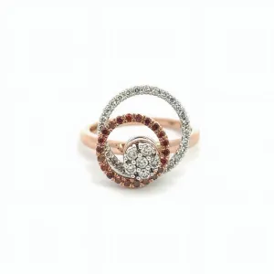 14K ROSE AND WHITE GOLD DOUBLE SPINNER RING WITH 0.35CT WHITE DIAMONDS AND 0.14CT BROWN DIAMONDS