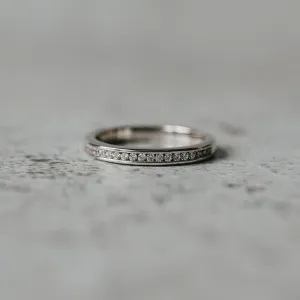 14K White Gold Round Channel Set Diamond Anniversary Band