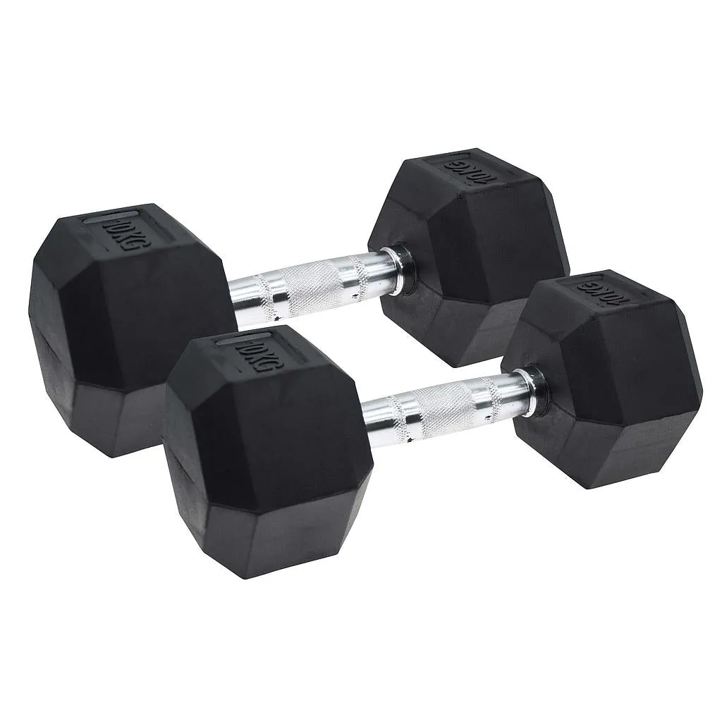 15kg Cougar Thor Hex Dumbbells-Rubber Coated