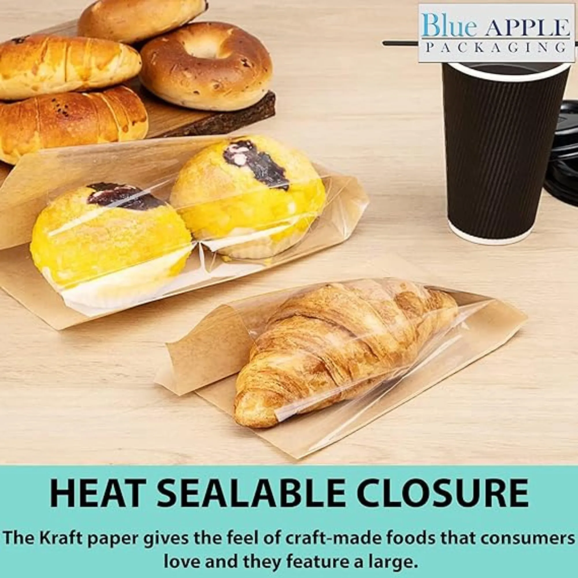 3.5X2.25X10.75 inches Paper Sandwich Bags 80 GSM Kraft w/OPP
