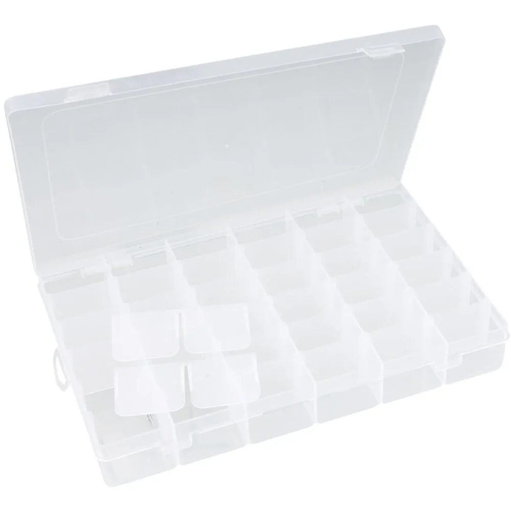 36 Grids Adjustable Plastic Nail Art Supply Storage Box - Clear - Each