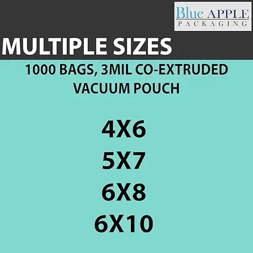 4X6 inches Vacuum Seal Bags for Food Packaging 3 Mil Co-Extruded