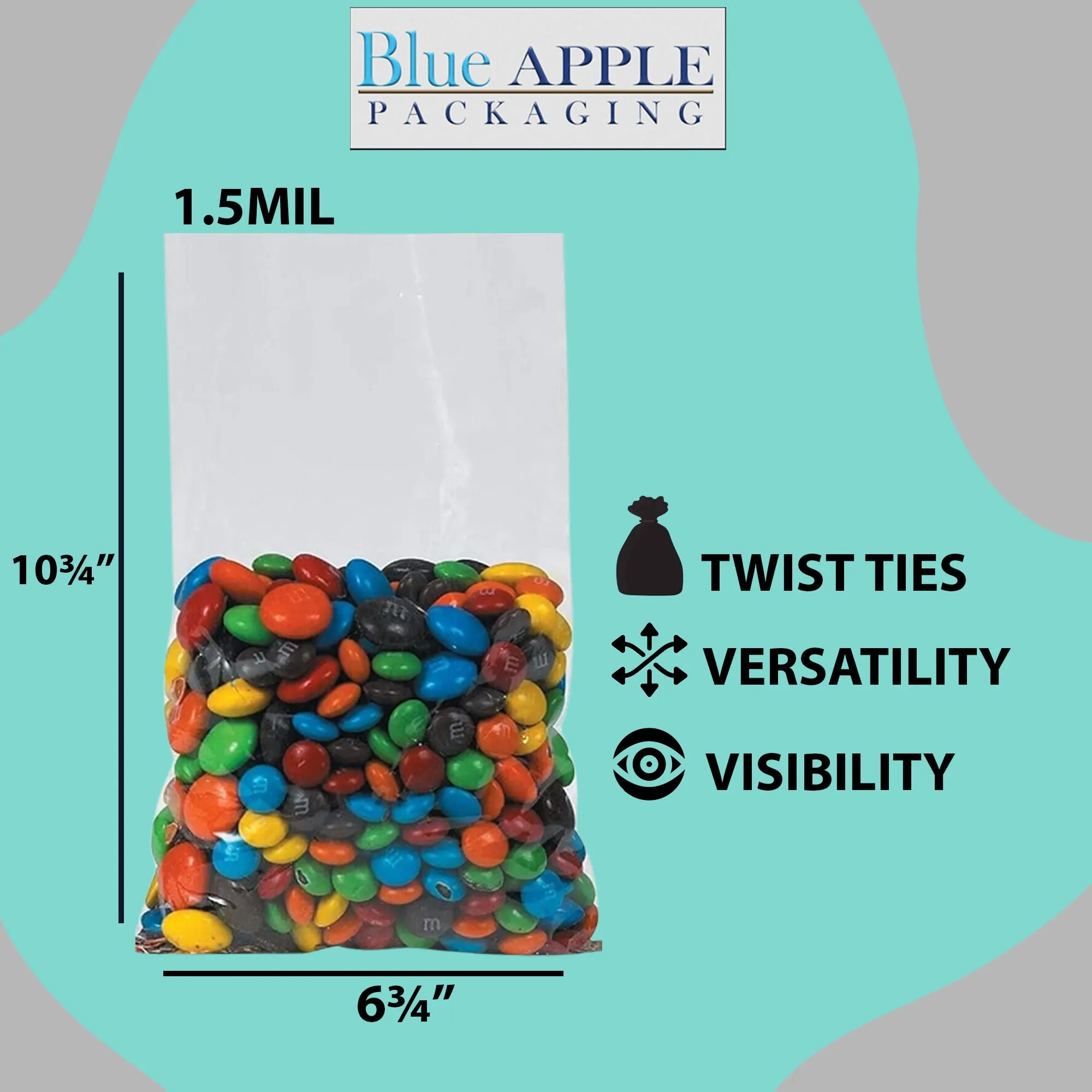 6.75X10.75 inches Polypropylene Bags 1.5 Mil Clear Flat