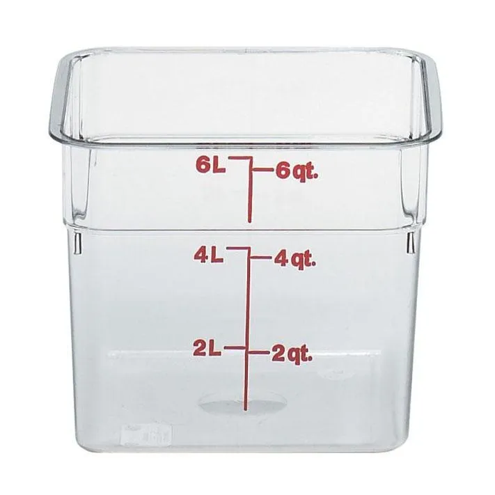 6PCE Cambro Square Polycarb Food Storage Container 5.7L Clear 6SFSCW