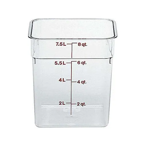 6PCE Cambro Square Polycarb Food Storage Container 7.6L Clear 8SFSCW