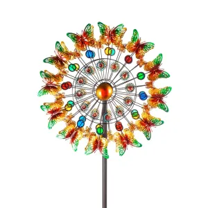 75" Wind Spinner with Glass Accents, Butterfly Shimmer,23"x10.25"x75"inches