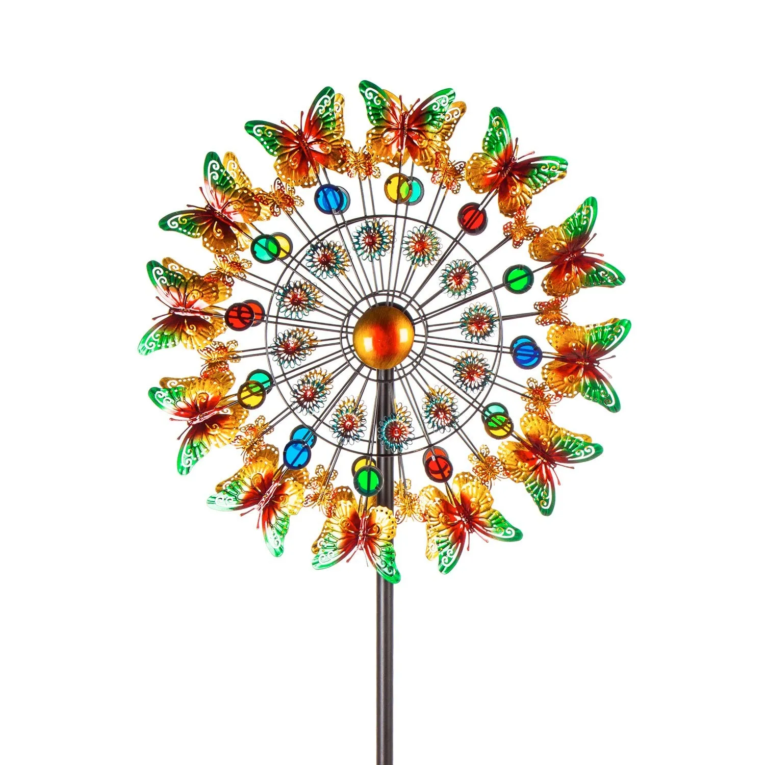 75" Wind Spinner with Glass Accents, Butterfly Shimmer,23"x10.25"x75"inches