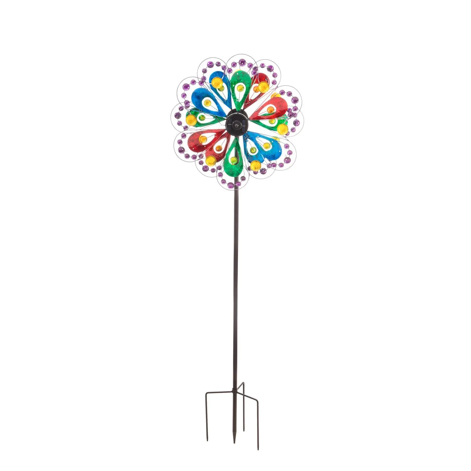 75"H Solar Wind Spinner, Colorful Petals with Dots,2sp6703