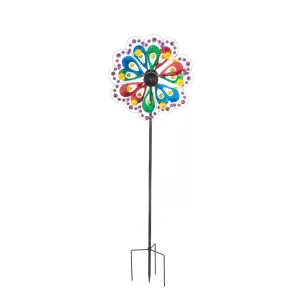 75"H Solar Wind Spinner, Colorful Petals with Dots,2sp6703