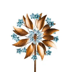 75"H Wind Spinner, Copper and Blue Patina Blossom,24"x10.25"x75"inches
