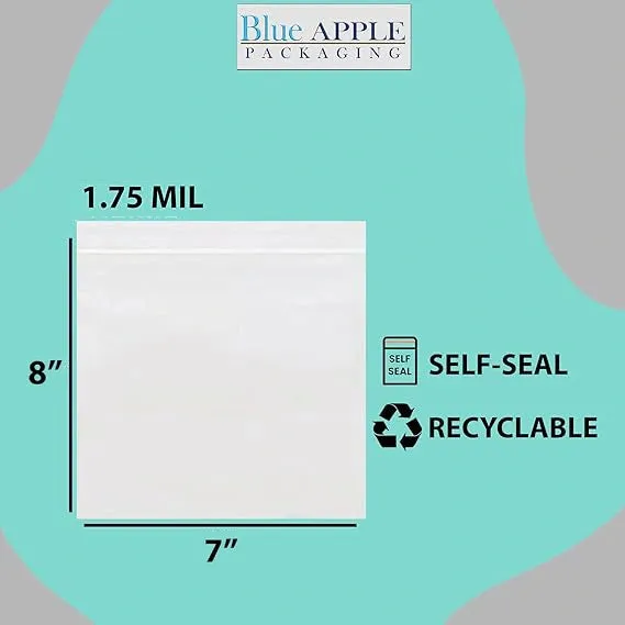 7X8 inches Quart Zipper Storage Bags w/ White Strips 1.75 Mil LDPE