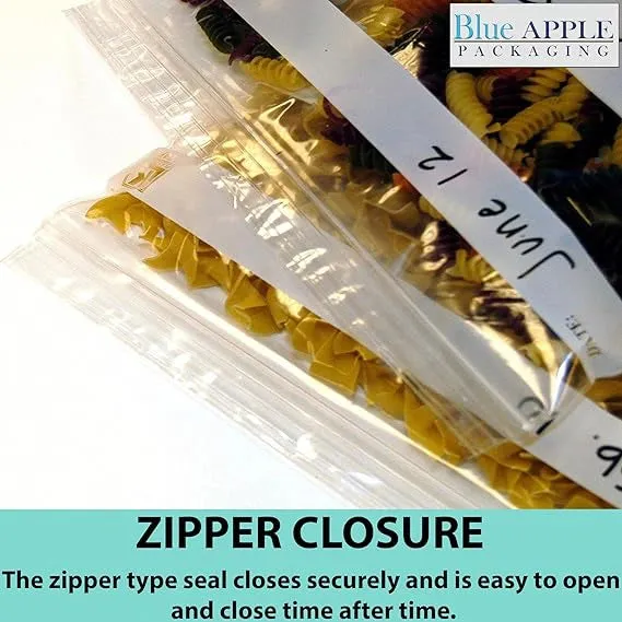 7X8 inches Quart Zipper Storage Bags w/ White Strips 1.75 Mil LDPE