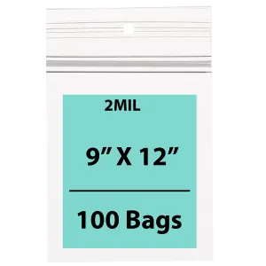 9X12 Inches Polypropylene ZipLock Bags W/ Hang Hole 2 Mil Clear