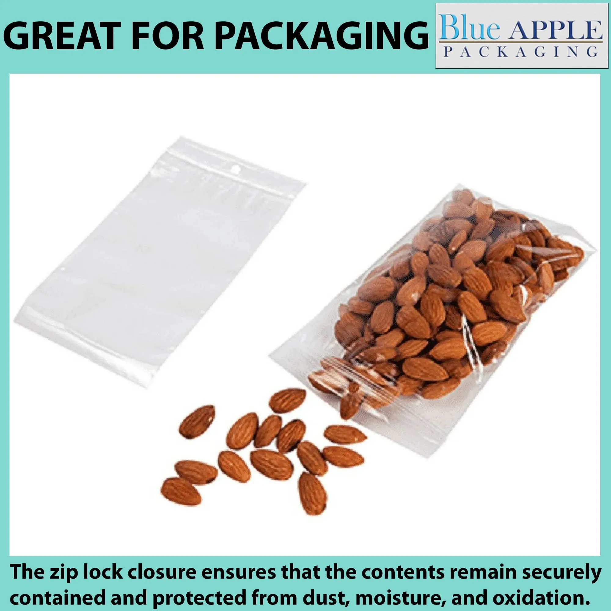 9X12 Inches Polypropylene ZipLock Bags W/ Hang Hole 2 Mil Clear