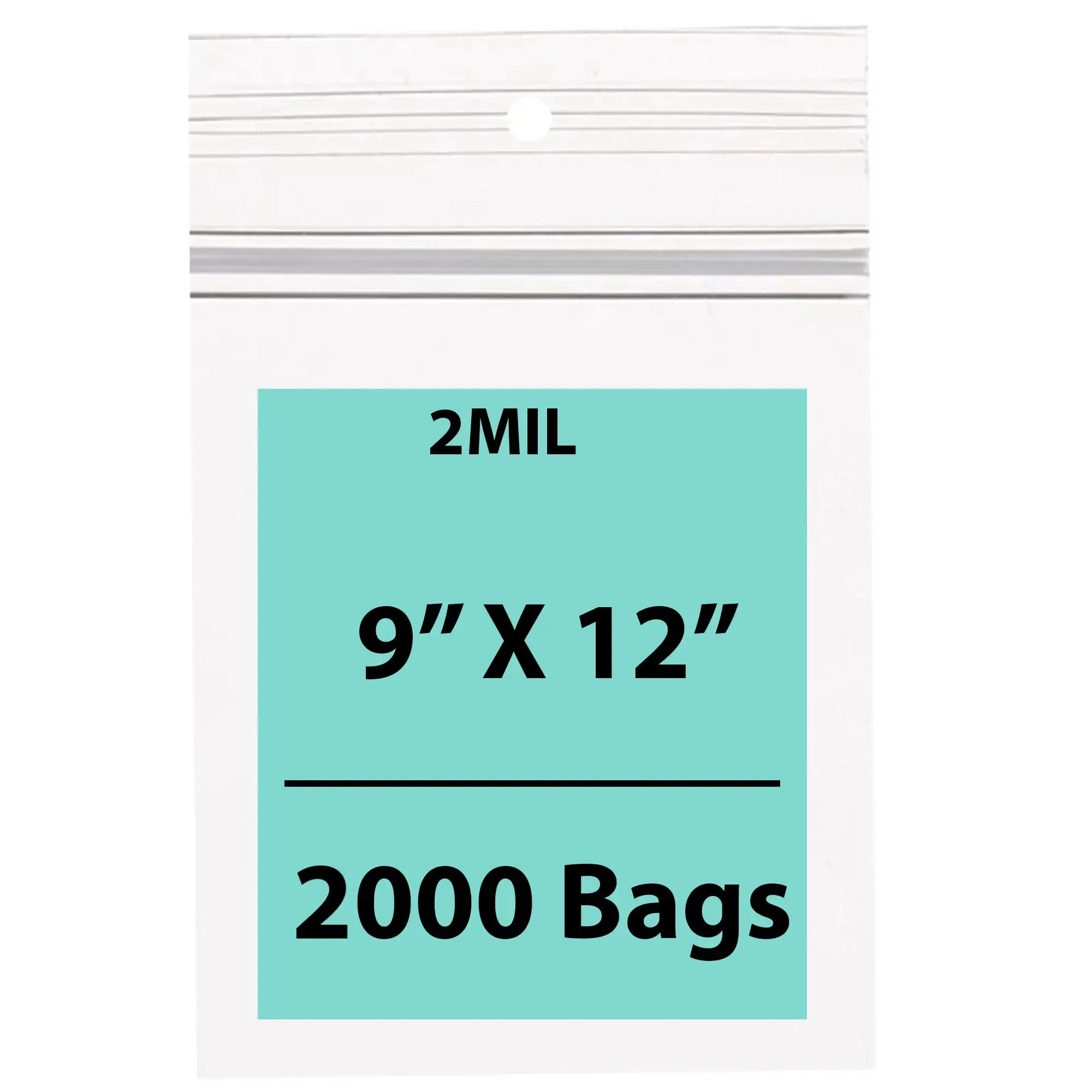 9X12 Inches Polypropylene ZipLock Bags W/ Hang Hole 2 Mil Clear