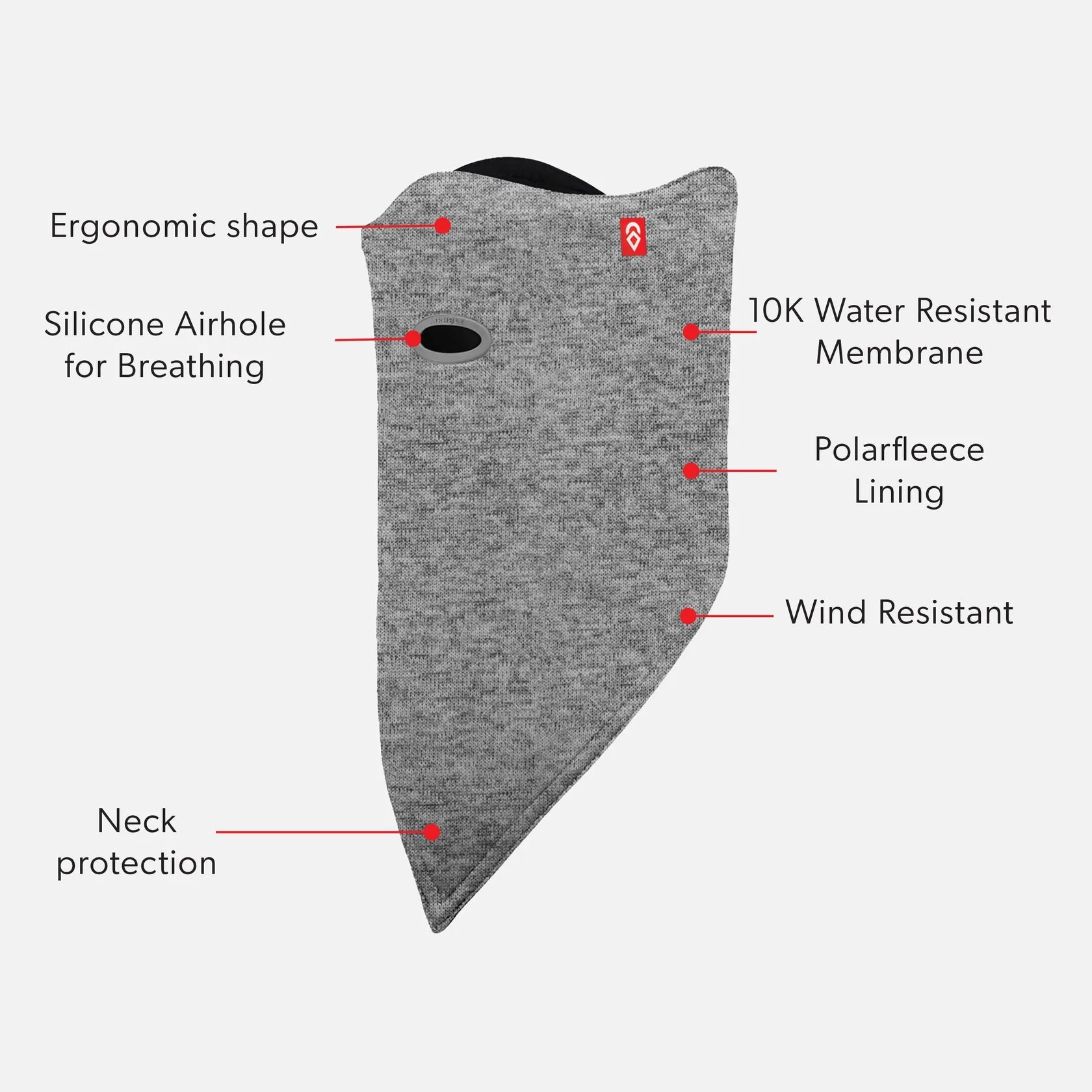 Airhole Standard 10K Softshell Facemask - Heather Grey