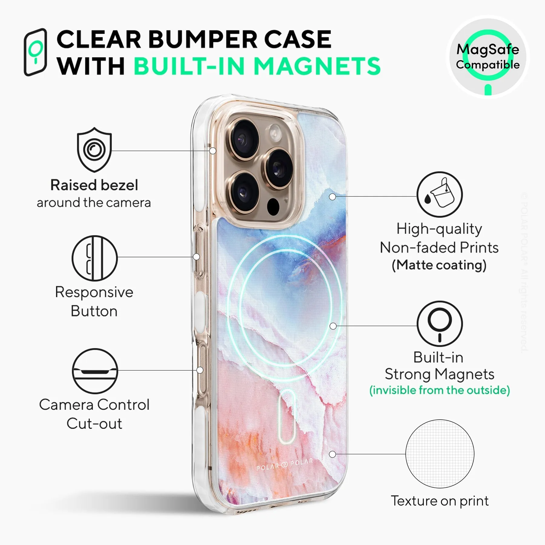 Almond Coast - iPhone 16 Pro Clear Bumper MagSafe Case