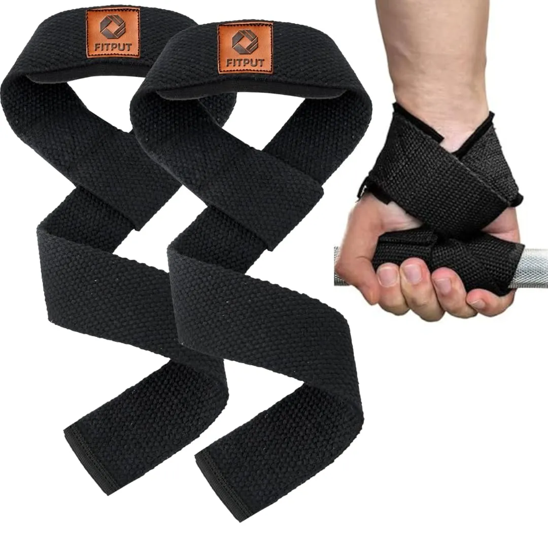 ALYV Weight Lifting Straps For Gym Wrist Support For Men Gym Accesories For Men & Women Wrist Strap For Gym Deadlift Straps For Gym (Black)