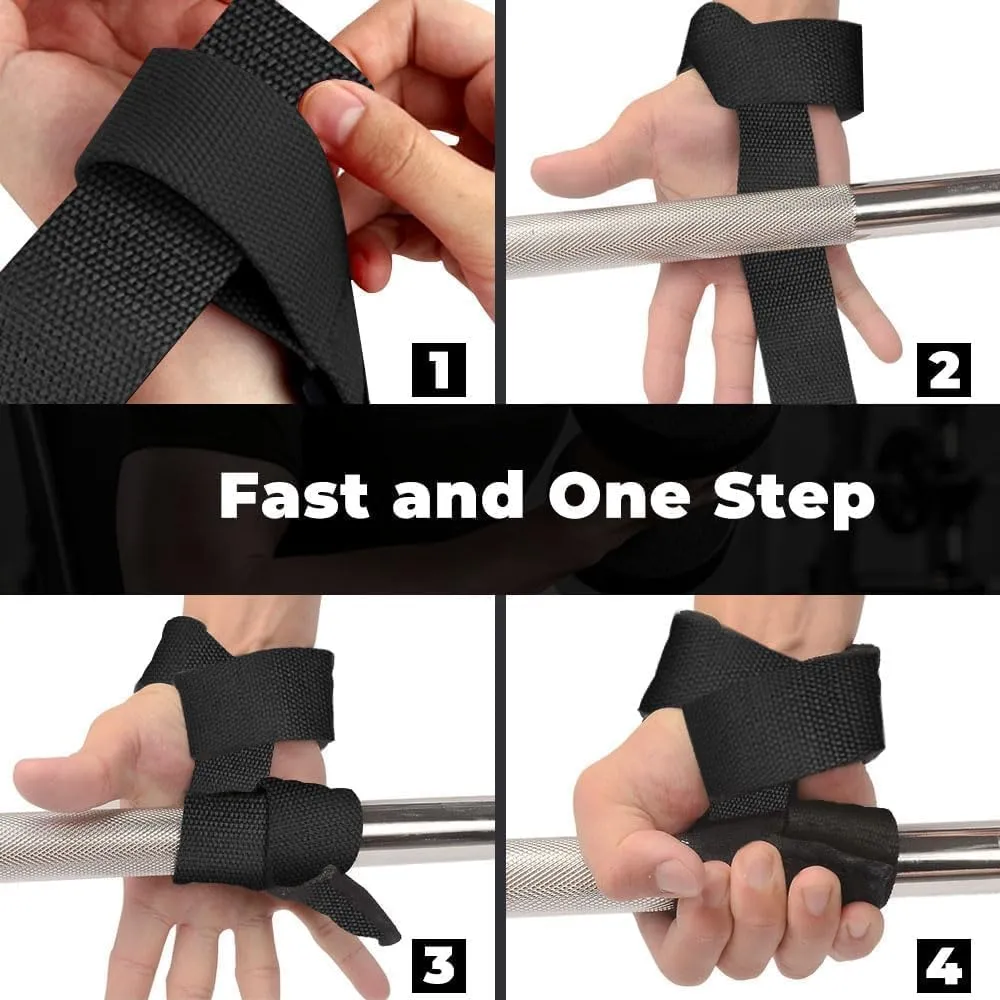 ALYV Weight Lifting Straps For Gym Wrist Support For Men Gym Accesories For Men & Women Wrist Strap For Gym Deadlift Straps For Gym (Black)