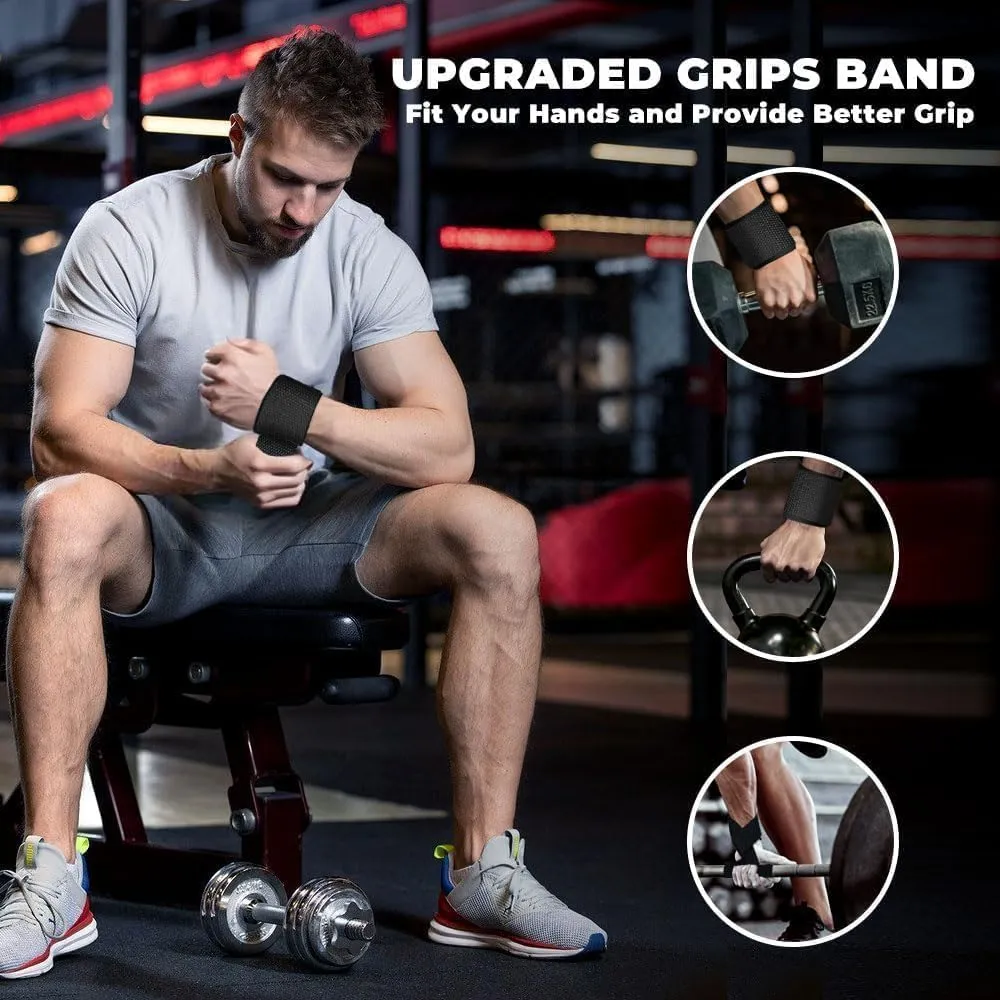 ALYV Weight Lifting Straps For Gym Wrist Support For Men Gym Accesories For Men & Women Wrist Strap For Gym Deadlift Straps For Gym (Black)