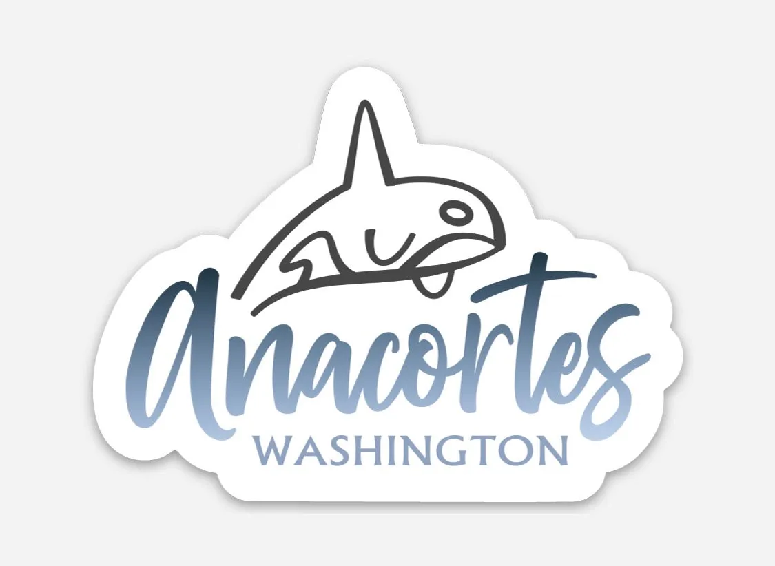 Anacortes Orca 3” Blue Ombre Sticker / Decal