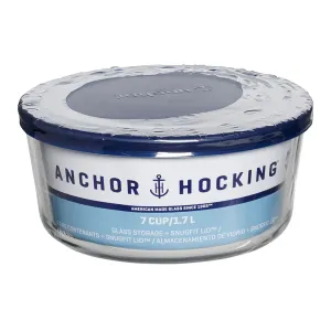 Anchor Hocking Clear Round Glass 7-Cup Food Storage Bowl with Lid