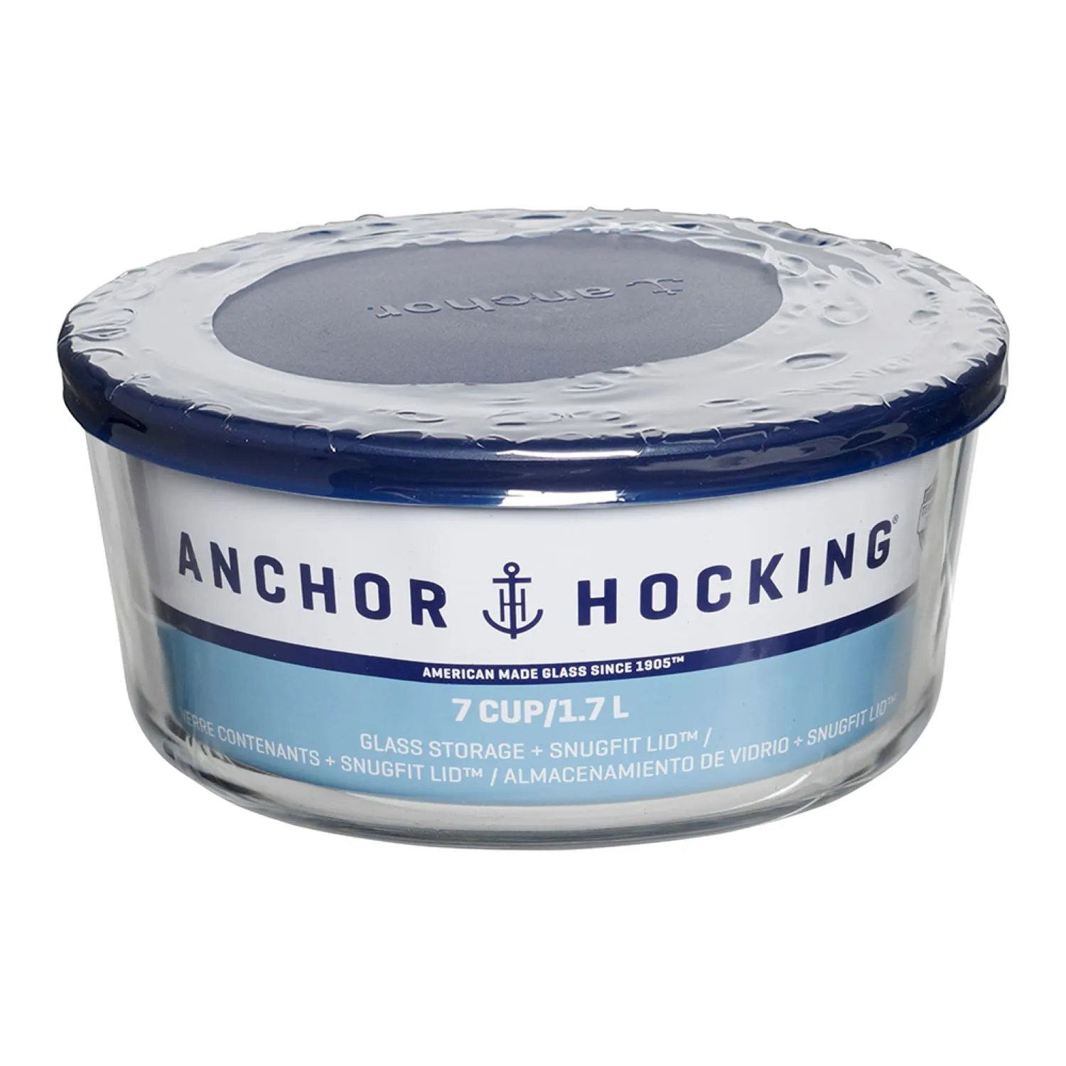 Anchor Hocking Clear Round Glass 7-Cup Food Storage Bowl with Lid
