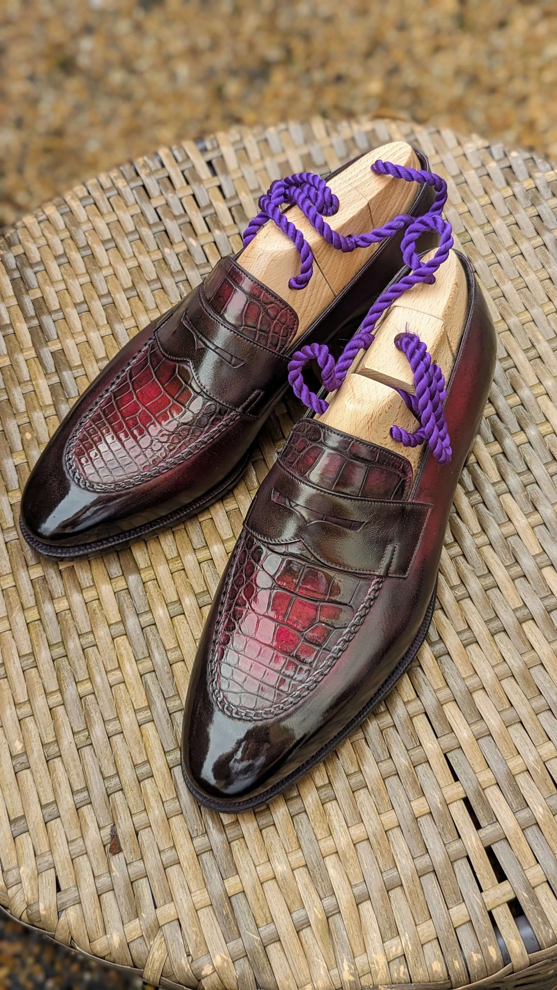Ascot Sinatra - Burgundy Crocodile & Calf