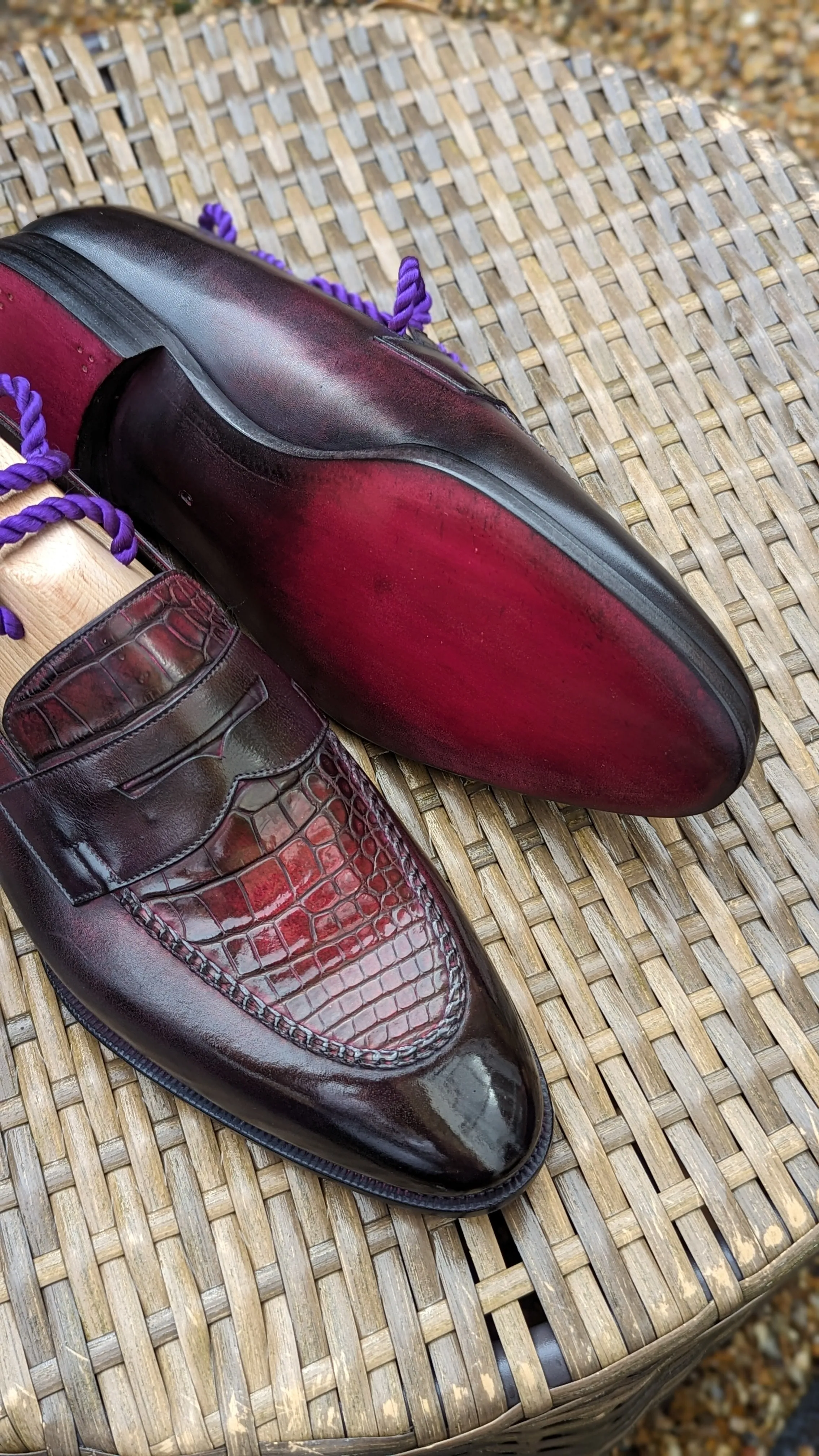 Ascot Sinatra - Burgundy Crocodile & Calf
