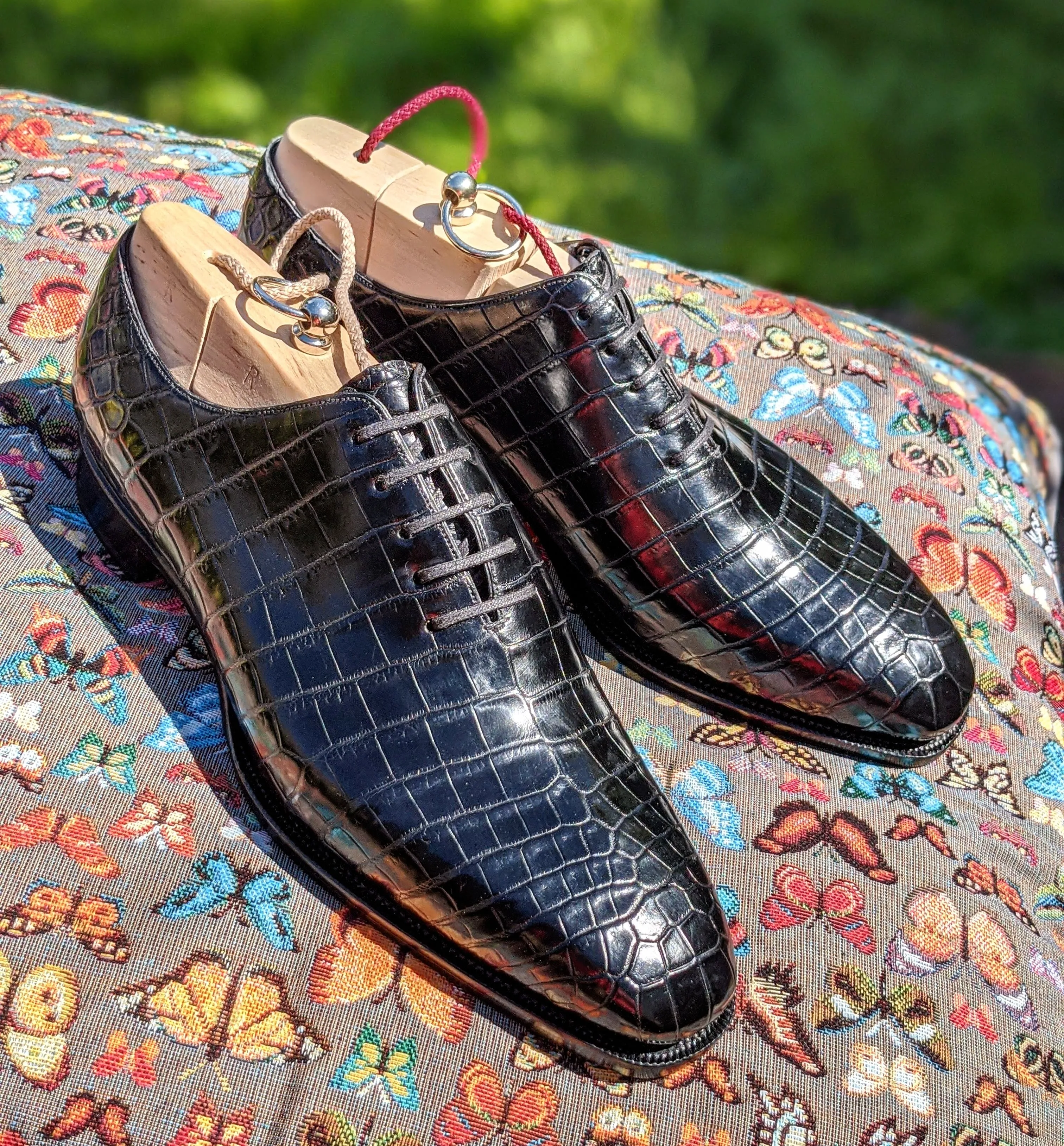 Ascot Wholecut - Piano Black Crocodile