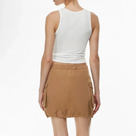 Babaton Aritzia Vessel Cargo skirt NWT Tan Utility Water Resistant Size 2