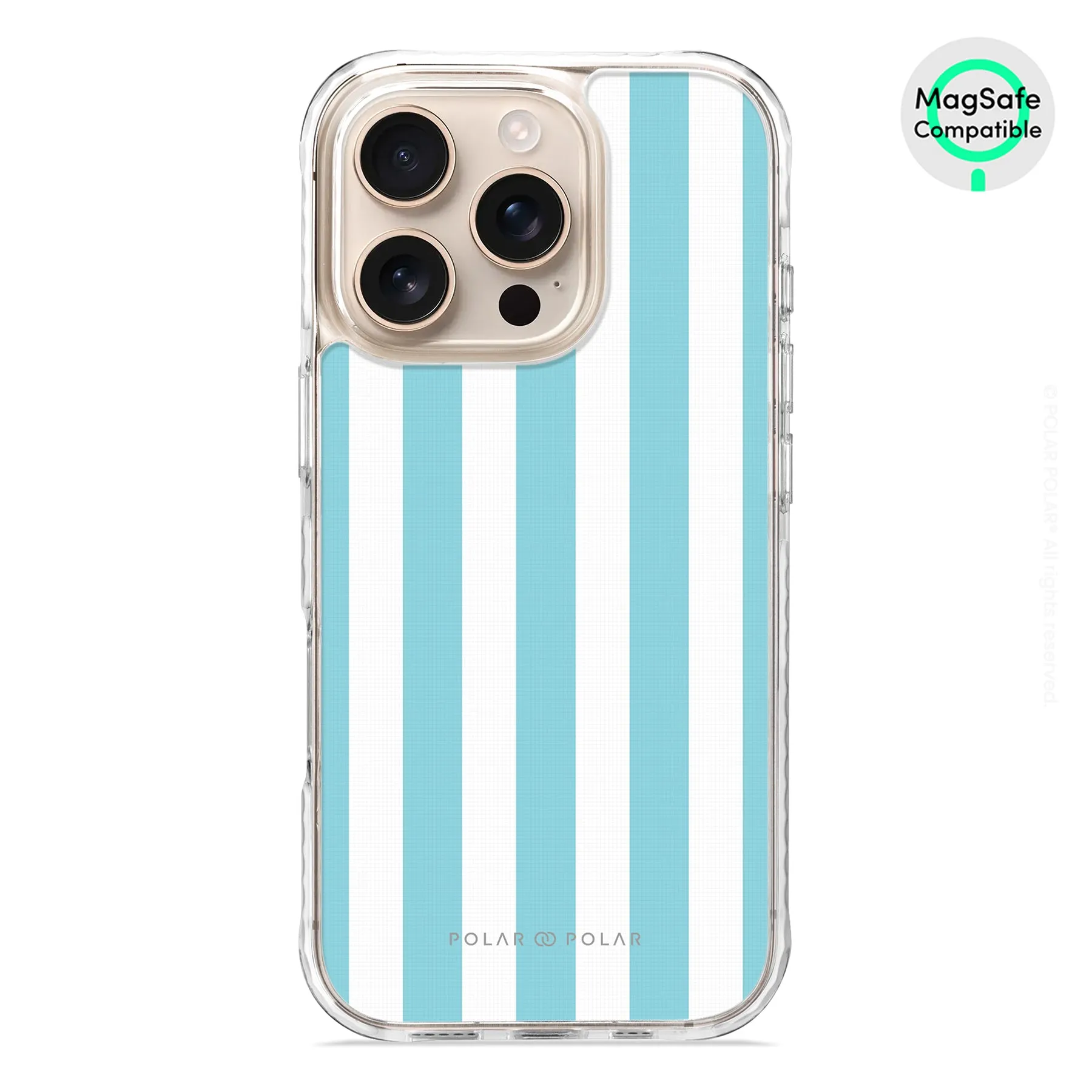 Baby Blue Stripe - iPhone 16 Pro Clear Bumper MagSafe Case
