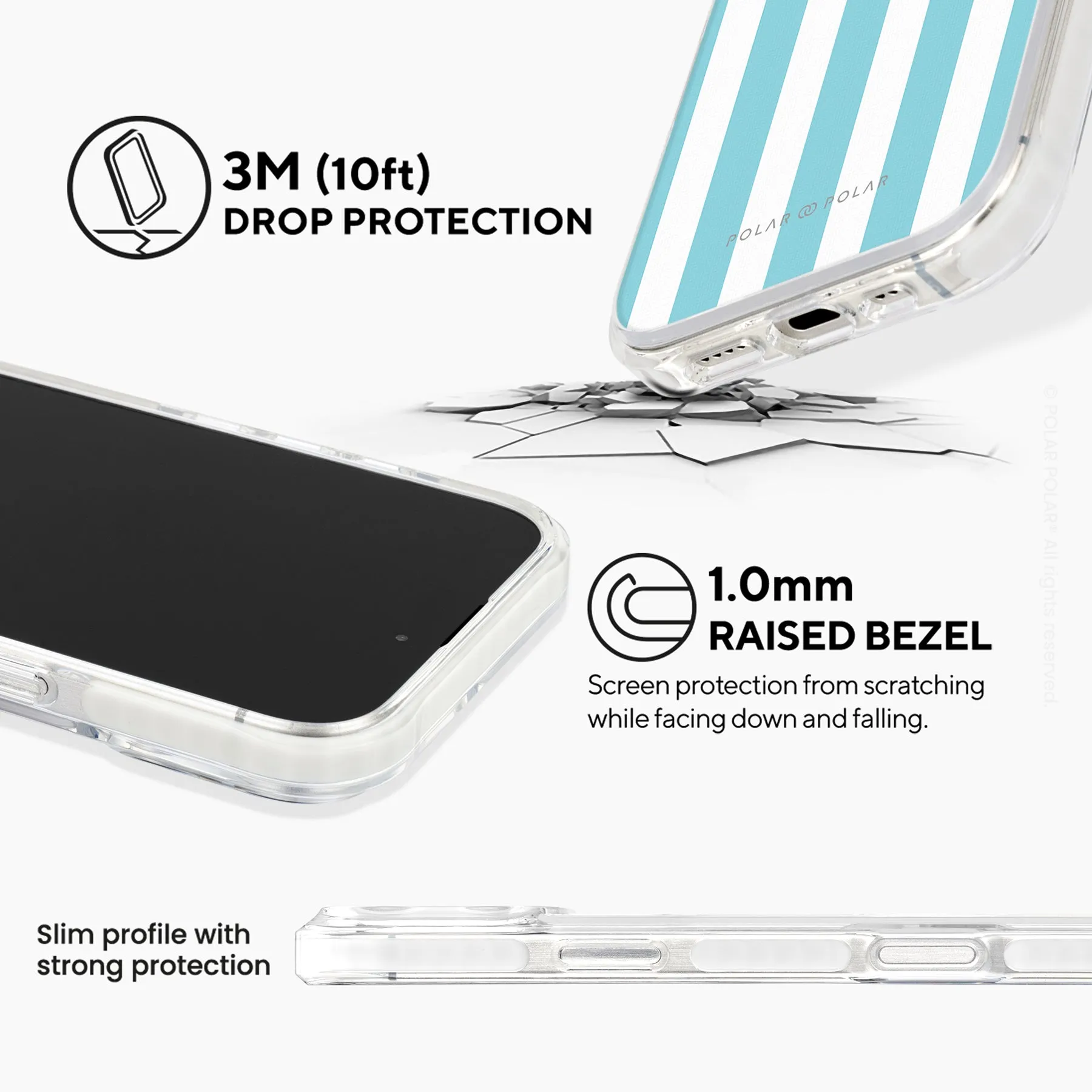 Baby Blue Stripe - iPhone 16 Pro Max Clear Bumper MagSafe Case