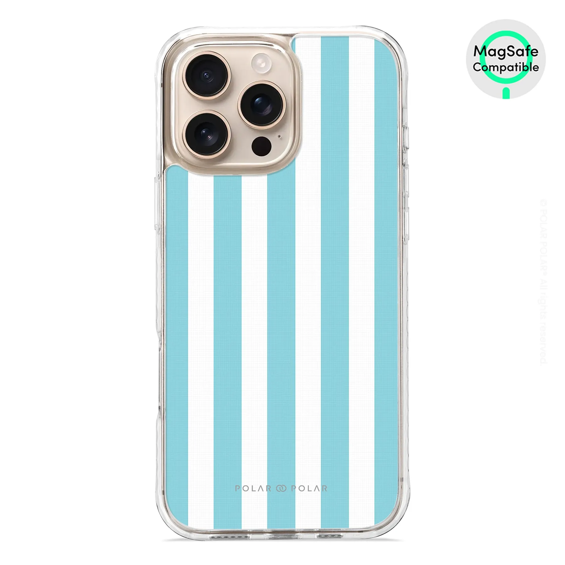 Baby Blue Stripe - iPhone 16 Pro Max Clear Bumper MagSafe Case