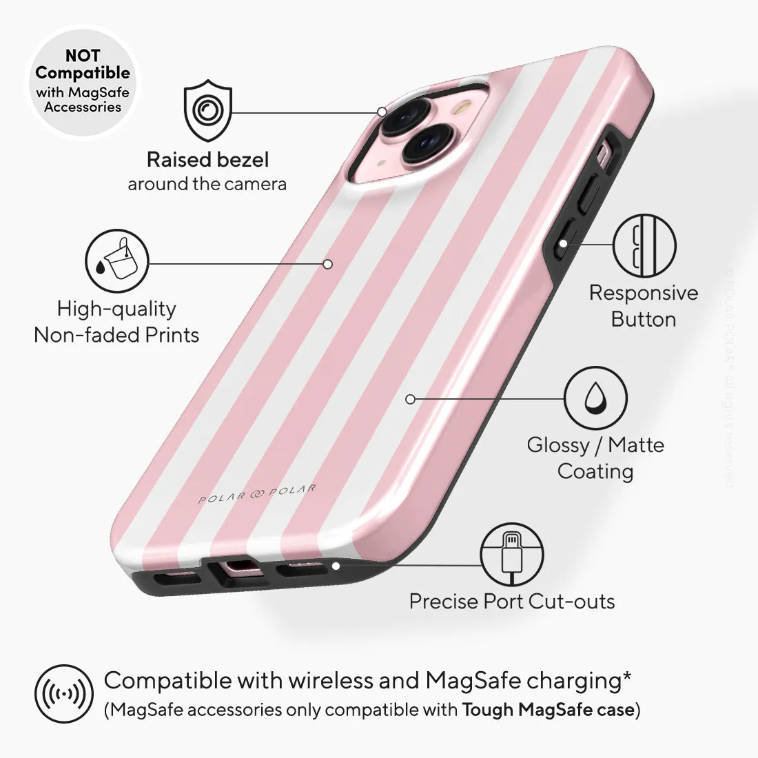 Baby Pink Stripe - iPhone 15 Case