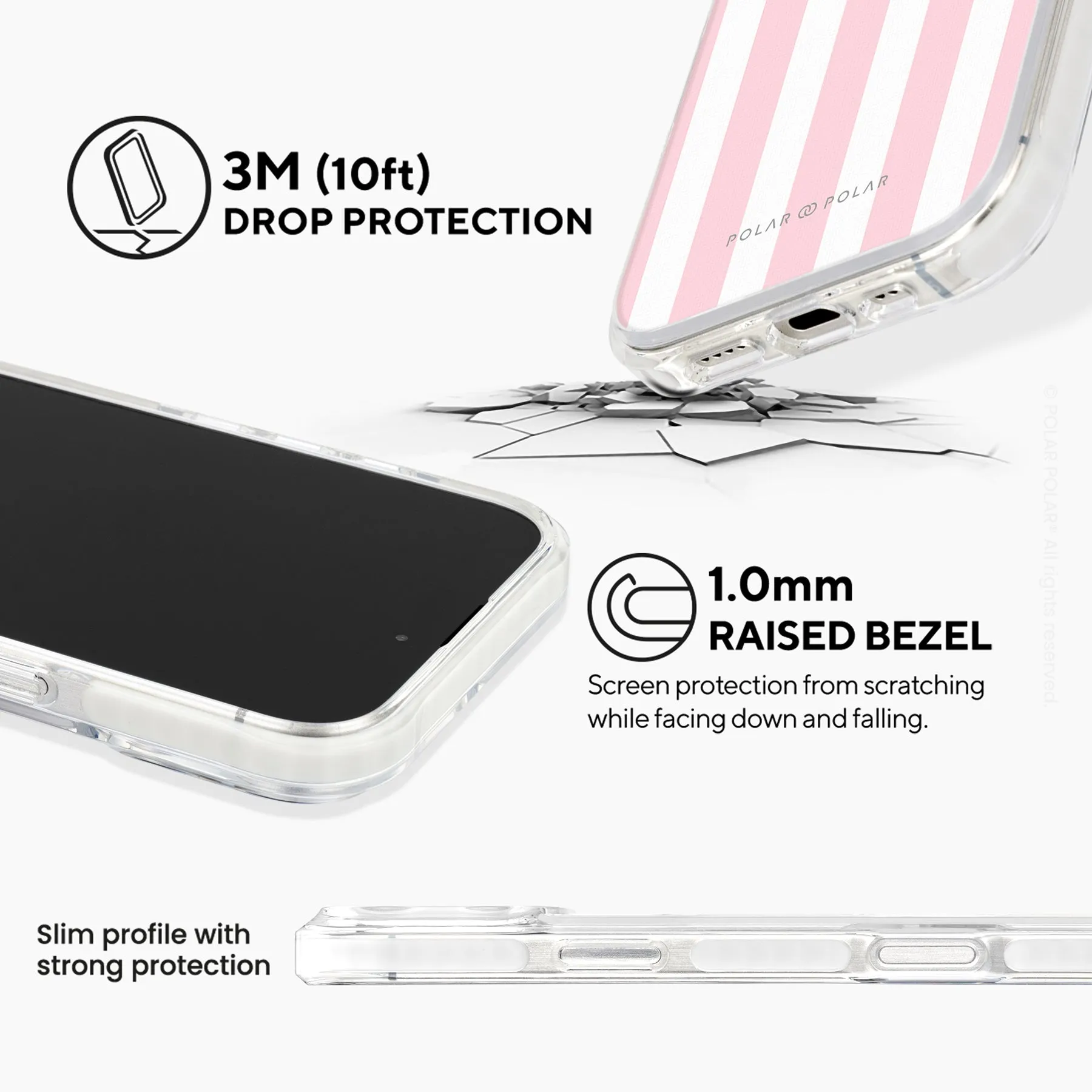 Baby Pink Stripe - iPhone 16 Pro Clear Bumper MagSafe Case