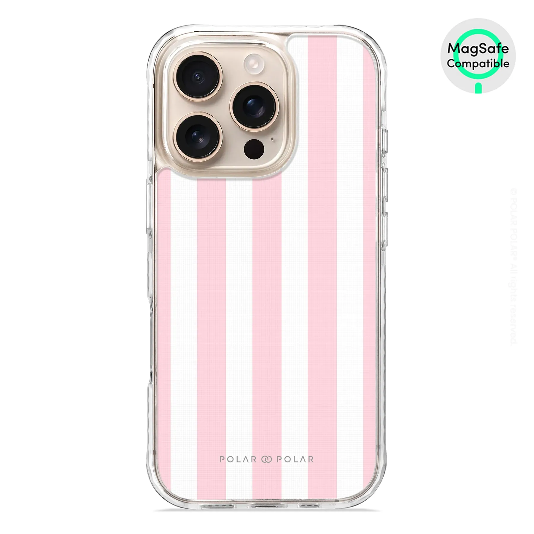 Baby Pink Stripe - iPhone 16 Pro Clear Bumper MagSafe Case