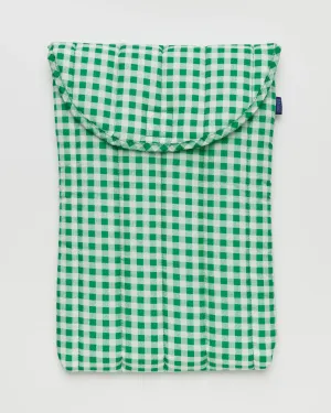 Baggu | Puffy Laptop Sleeve 16" | GREEN GINGHAM