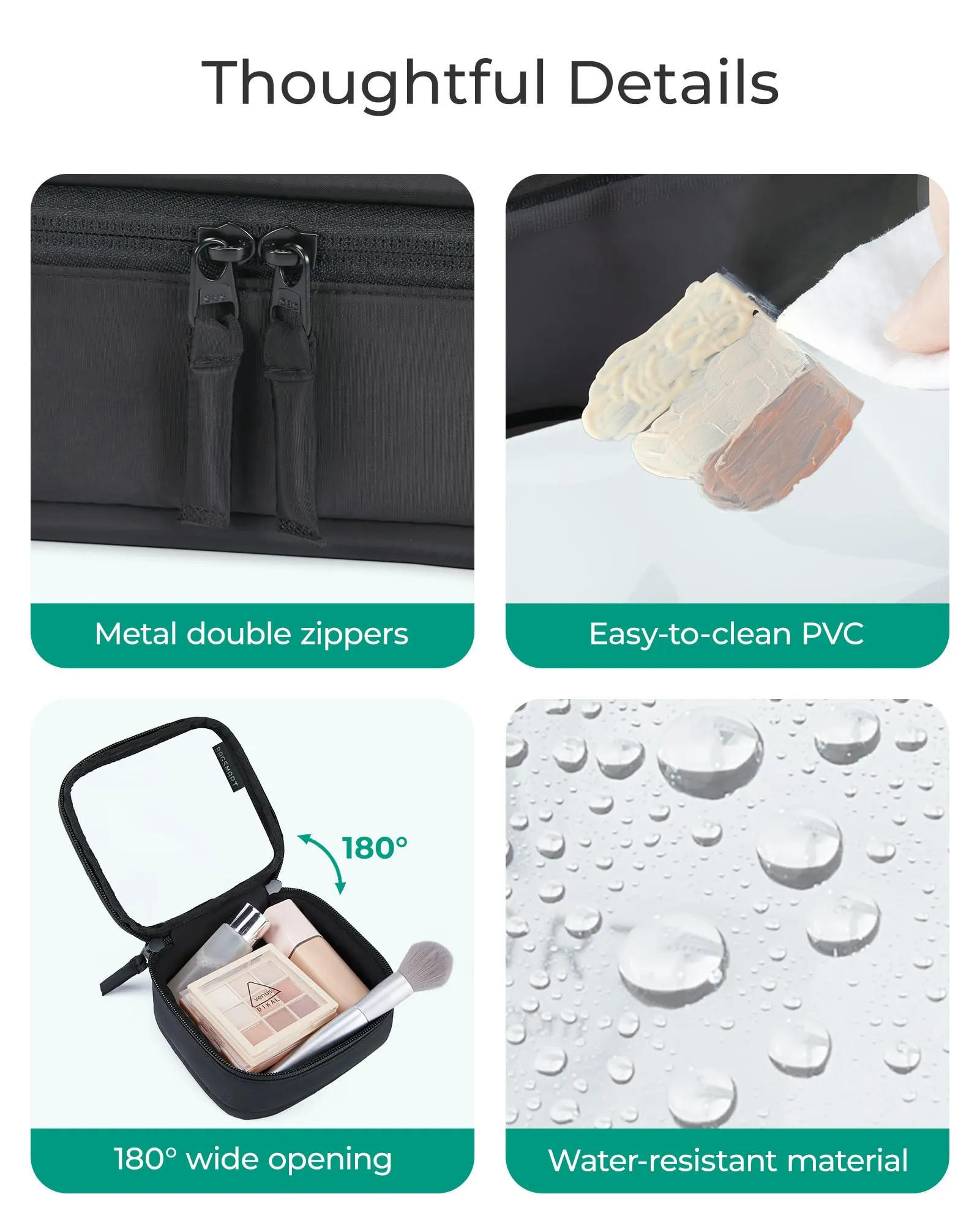 BAGSMART Mini Clear Makeup Bag for Women Portable Travel Toiletry Bag, Cute Small Water-ResistantCosmetic Bag TSA Approved Clear Makeup Case Pouch with Zipper for Car Essentials(Black)