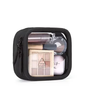 BAGSMART Mini Clear Makeup Bag for Women Portable Travel Toiletry Bag, Cute Small Water-ResistantCosmetic Bag TSA Approved Clear Makeup Case Pouch with Zipper for Car Essentials(Black)
