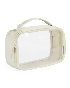 BAGSMART TSA-Approved Toiletry Bag, Large Opening Clear Makeup Bag with Handle, Quart Sized Travel Toiletry Bag, Carry-On Airline Compliant for Men and Women (Beige)