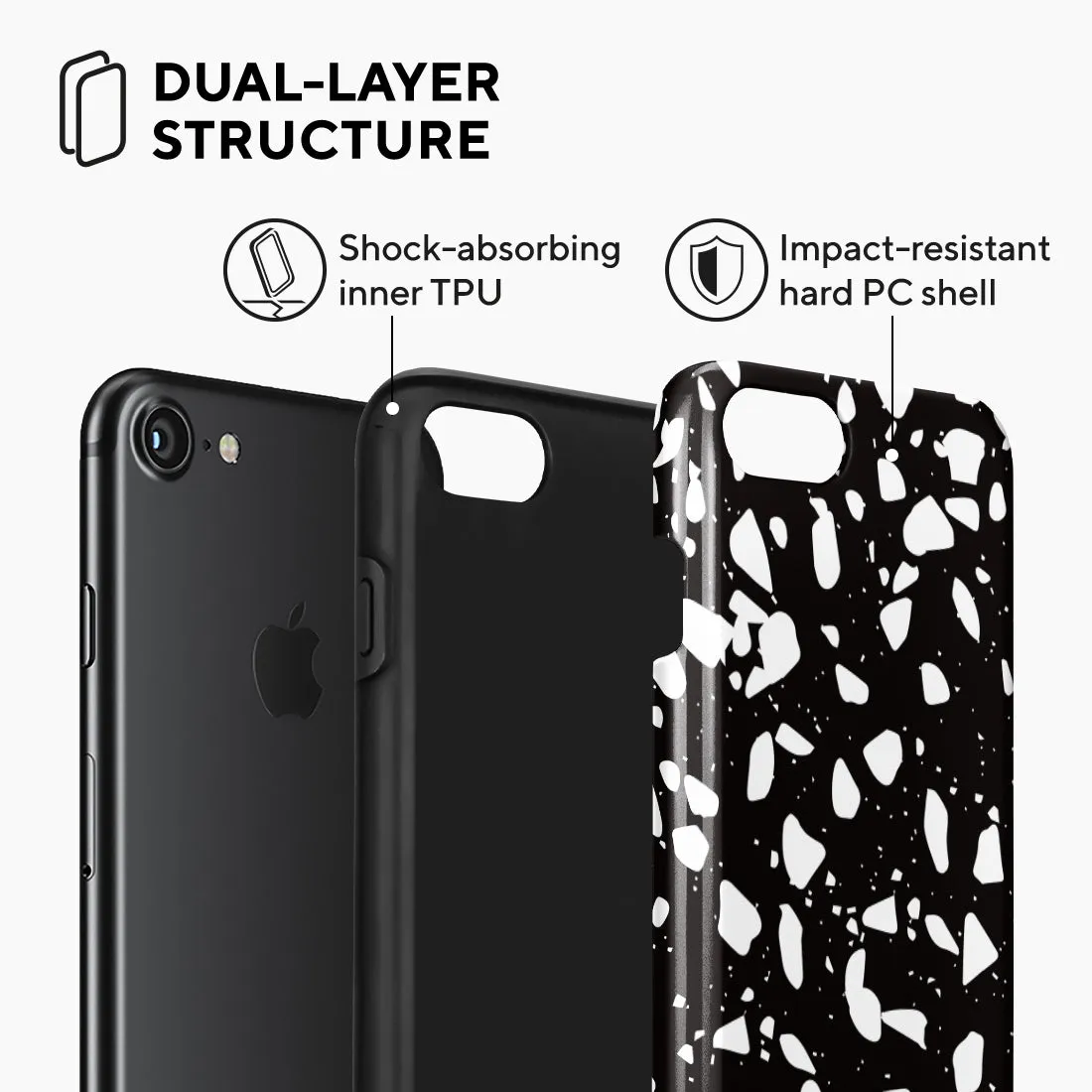 Black Rocky Road Terrazzo Custom - iPhone SE3 / SE2 / 8 / 7 Case