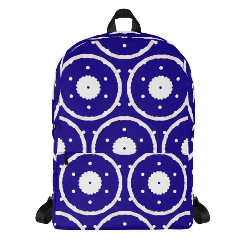 Blue Pattern Backpack with Water Resistant Material