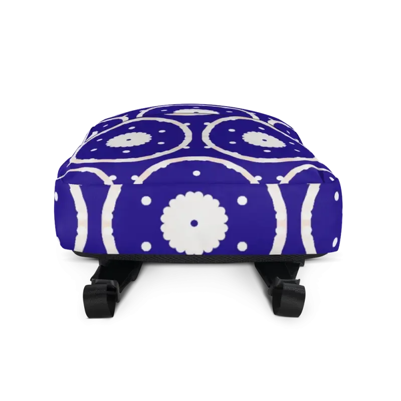 Blue Pattern Backpack with Water Resistant Material